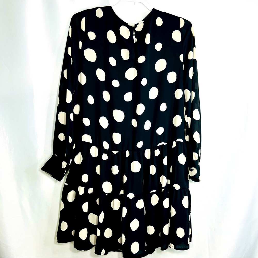 Who What Wear Black Polka Dot Swing Dress L